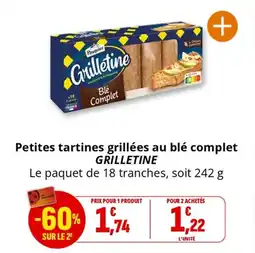 Coccinelle Supermarché GRILLETINE Petites tartines grillées au blé complet offre