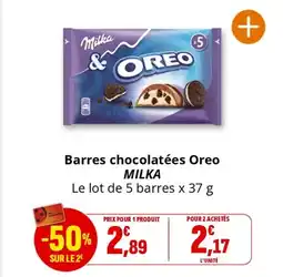 Coccinelle Supermarché MILKA Oreo Barres chocolatées offre