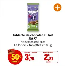 Coccinelle Supermarché MILKA Tablette de chocolat au lait offre