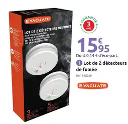 Mr Bricolage Lot de 2 détecteurs de fumée offre