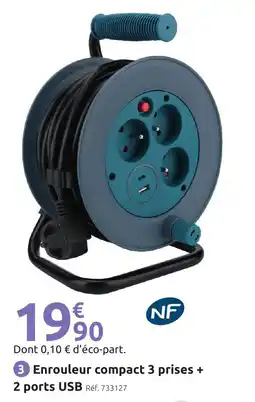 Mr Bricolage Enrouleur compact 3 prises offre