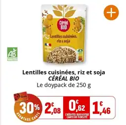 Coccinelle Supermarché CÉRÉAL BIO Lentilles cuisinées, riz et soja offre