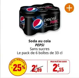 Coccinelle Supermarché PEPSI Soda au cola offre