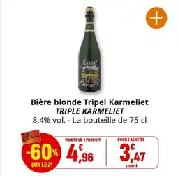 Coccinelle Supermarché TRIPLE KARMELIET Bière blonde Tripel Karmeliet offre