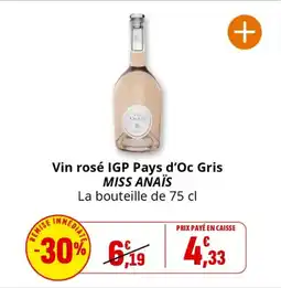 Coccinelle Supermarché MISS ANAÏS Vin rosé IGP Pays d'Oc Gris offre