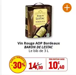 Coccinelle Supermarché BARON DE LESTAC Vin Rouge AOP Bordeaux offre
