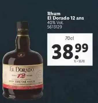 Lidl Rhum El Dorado 12 Ans offre