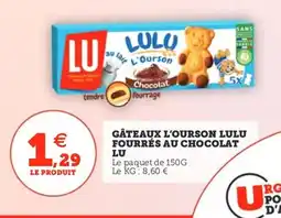 Utile LU Gâteaux l'ourson lulu fourrés au chocolat offre