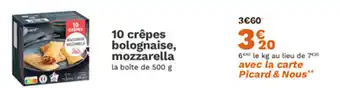 Picard 10 crêpes bolognaise, mozzarella offre