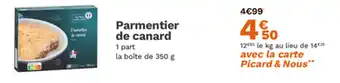 Picard Parmentier de canard offre
