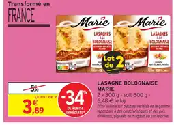 Intermarché Contact MARIE Lasagne bolognaise offre