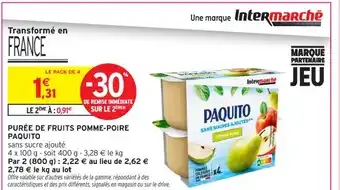 Intermarché Contact PAQUITO Purée de fruits pomme-poire offre