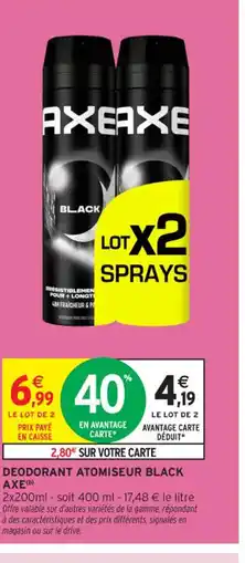 Intermarché Contact AXE Deodorant atomiseur black offre