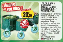 Outiror Lot,de 3 sacs a déchets special jardin, 3 dimensions offre