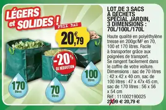 Outiror Lot,de 3 sacs a déchets special jardin, 3 dimensions offre