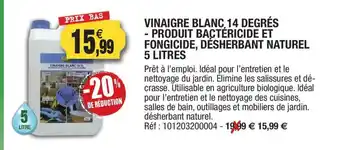 Outiror Vinaigre blanc 14 degrés produit bactericide et fongicide, désherbant naturel offre