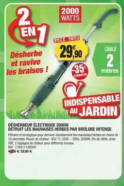 Outiror Désherbeur électrique 2000w détruit les mauvaises herbes par brûlure intense offre