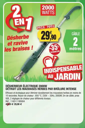 Outiror Désherbeur électrique 2000w détruit les mauvaises herbes par brûlure intense offre