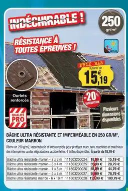 Outiror Bâche ultra résistante et imperméable en 250 gr/m², couleur marron offre