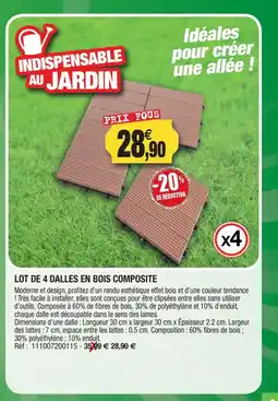 Outiror Lot de 4 dalles en bois composite offre