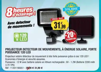 Outiror Projecteur detecteur de mouvements, à énergie solaire, forte puissance 120 led offre