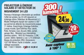 Outiror Projecteur à énergie solaire et détecteur de mouvement 24 led offre