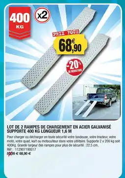 Outiror Lot de 2 rampes de chargement en acier galvanisé supporte offre