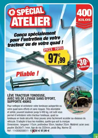 Outiror Lève tracteur tondeuse, avec vis de levage sans effort, supporte offre