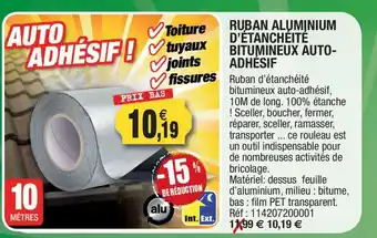Outiror Ruban aluminium d'étanchéité bitumineux auto- adhésif offre