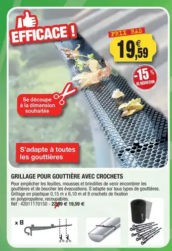 Outiror Grillage pour gouttière avec crochets offre