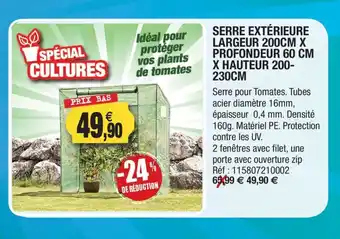Outiror Serre extérieure largeur x profondeur x hauteur offre