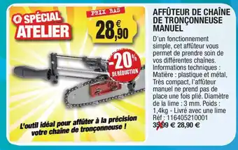Outiror Affûteur de chaîne de tronçonneuse manuel offre