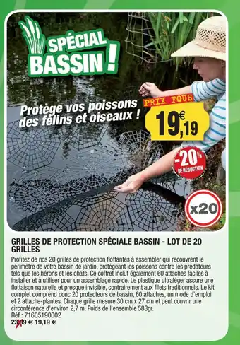 Outiror Grilles de protection spéciale bassin - lot de 20 grilles offre