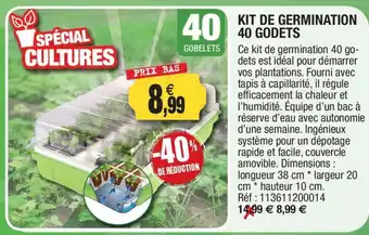 Outiror Kit de germination 40 godets offre