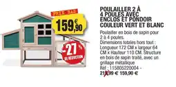 Outiror Poulailler 2 à 4 poules avec enclos et pondoir couleur vert et blanc offre