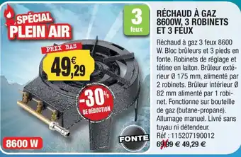 Outiror Réchaud à gaz 8600w, 3 robinets et 3 féux offre