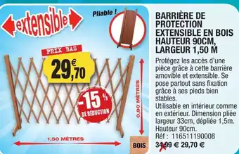 Outiror Barrière de protection extensible en bois hauteur offre