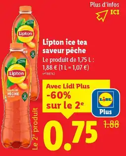 Lidl Lipton ice tea saveur pêche offre