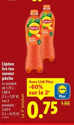 Lidl LIPTON ice tea saveur pêche offre