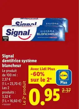 Lidl SIGNAL dentifrice système blancheur offre