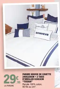 E.Leclerc Parure housse de couette 240 x 220 cm + 2 taies d'oreiller 63x63cm offre