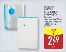 ALDI HOME CREATION HOUSSES DE RANGEMENT SOUS-VIDE offre