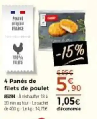 Thiriet 4 panés de filets de poulet offre