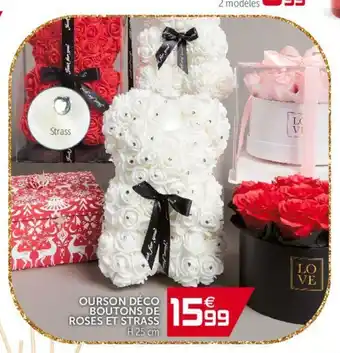 Gifi Ourson Deco Boutons De Roses Et Strass offre