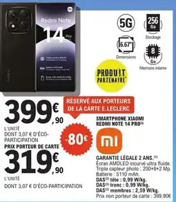 E.Leclerc Espace Culturel Smartphone xiaomi redmi note 14 pro( offre