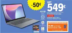 E.Leclerc Espace Culturel LENOVO Pc portable ip3 slim 15abr8 offre