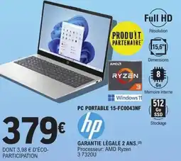 E.Leclerc Espace Culturel HP Pc portable 15-fc0043nf offre