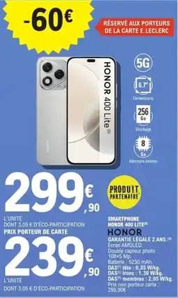 E.Leclerc Espace Culturel HONOR Smartphone honor 400 lite offre