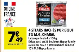 Supeco Charal 4 Steaks Hachés Pur Bœuf 5% M.G offre