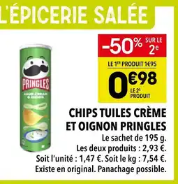 Supeco Pringles Chips tuiles crème et oignon offre